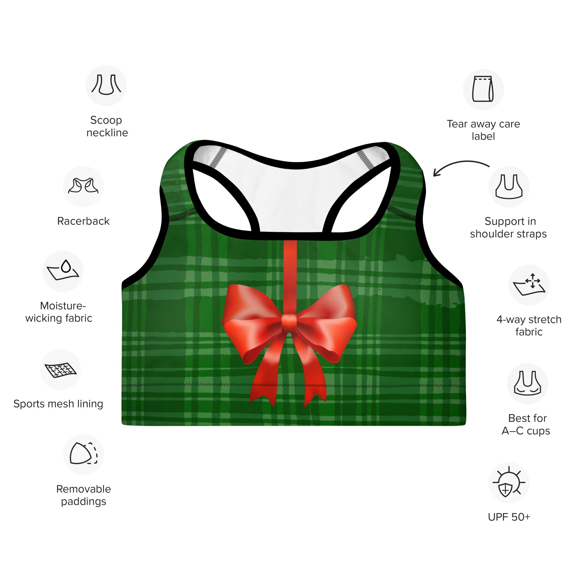 Hanging Christmas Bow Sports Bra